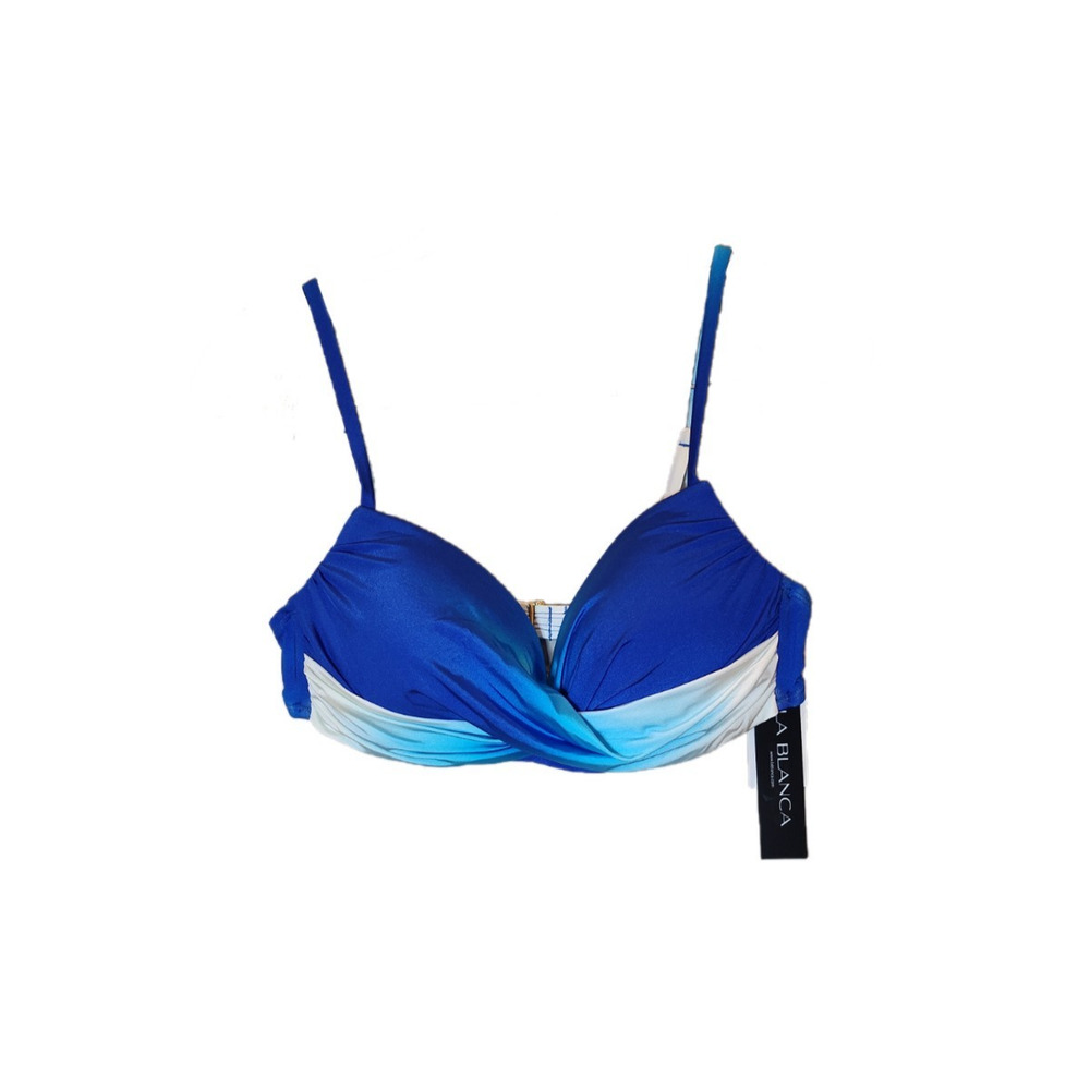 La Blanca Blue Ombre Twist-Front Bikini Top